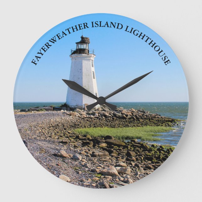 Fayerweather Island Lighthouse CT Round Wall Clock (Front)