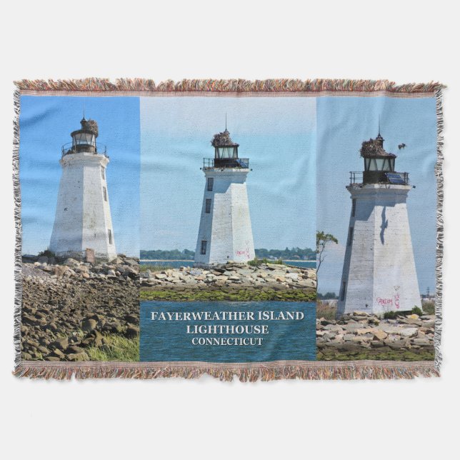 Fayerweather Island Lighthouse, CT Throw Blanket (Front)