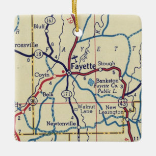Fayette AL Vintage Map Ceramic Ornament