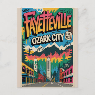 Fayetteville AR Graffiti Urban Travel Poster Postcard