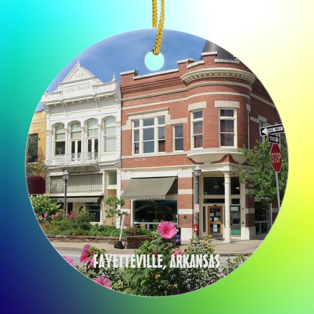Fayetteville, Arkansas downtown square photo Ceramic Ornament (Creator Uploaded)