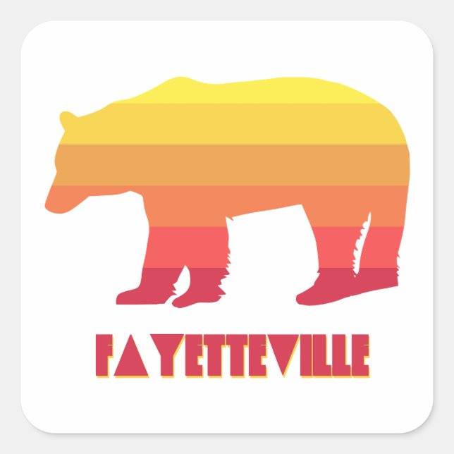 Fayetteville Arkansas Rainbow Bear Square Sticker (Front)