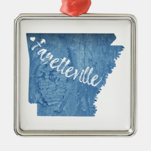 Fayetteville Arkansas Wood Grain Metal Ornament