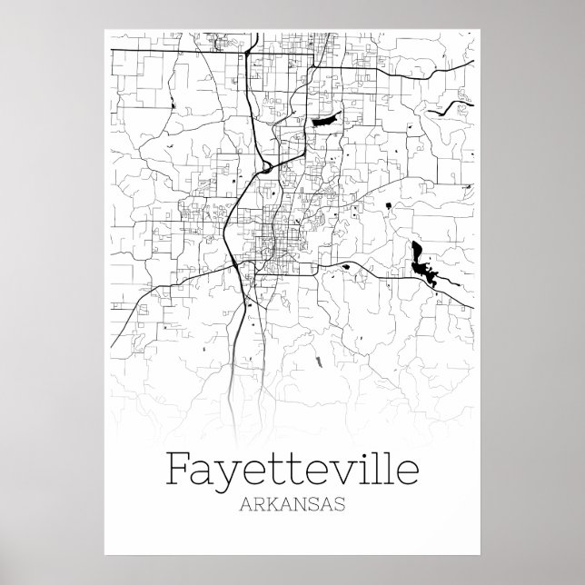 Fayetteville Map - Arkansas - City Map Poster (Front)