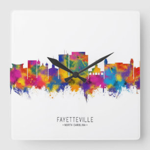Fayetteville North Carolina Skyline Square Wall Clock