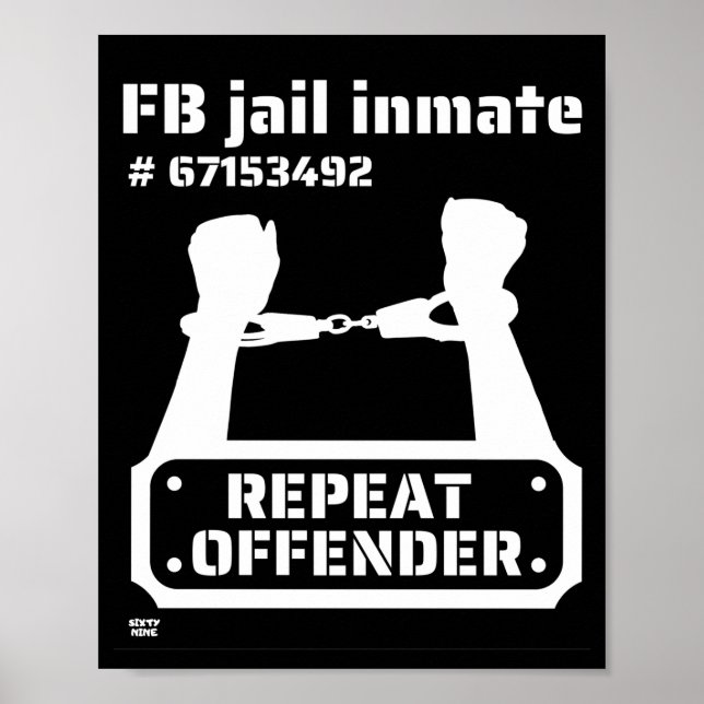 "FB JAIL INMATE" funny prison inmate        Poster (Front)