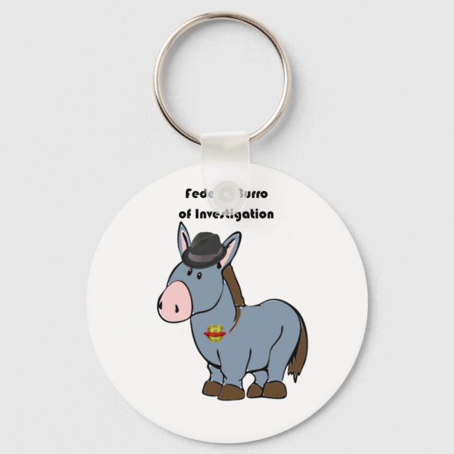 FBI Federal Burro of Investigation Donkey Cartoon Keychain (Front)