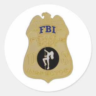 fbi female body inspector classic round sticker