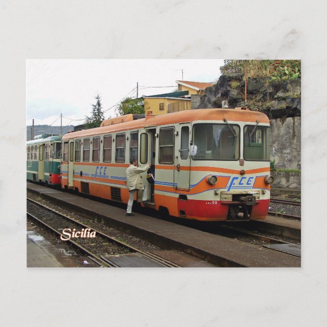 FCE Ferrovie Circum Etnea at Bronté Postcard (Front)