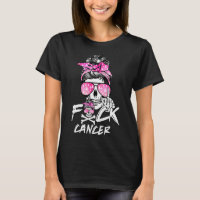 Fck Breast Cancer Women Warrior Pink Ribbon Messy