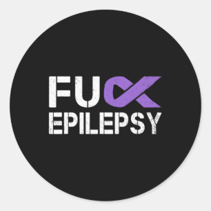 Fck Epilepsy Awareness Month Purple Ribbon Warrior Classic Round Sticker