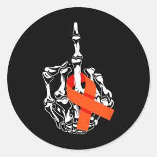 Fck Leukaemia Cancer Middle Finger Leukaemia Cance Classic Round Sticker