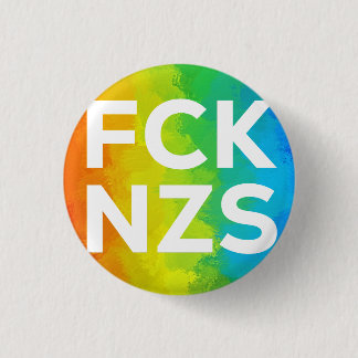 FCK NZS Cutout Regenbogen weiß 1 Inch Round Button