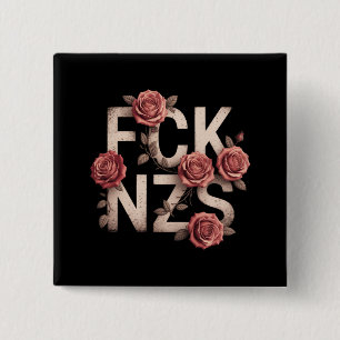 FCK NZS Flowery Against Right No Nazis Lgbtq+ 2 Inch Square Button