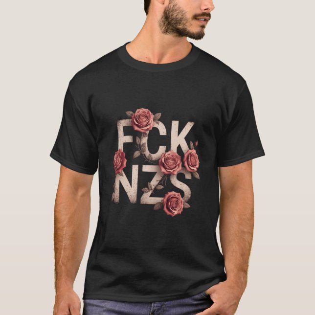 FCK NZS Flowery Against Right No Nazis Lgbtq+  T-Shirt (Front)