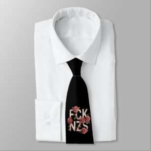 FCK NZS Flowery Against Right No Nazis Lgbtq+ Tie