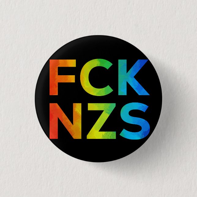 FCK NZS Regenbogen auf schwarz 1 Inch Round Button (Front)