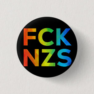 FCK NZS Regenbogen auf schwarz 1 Inch Round Button