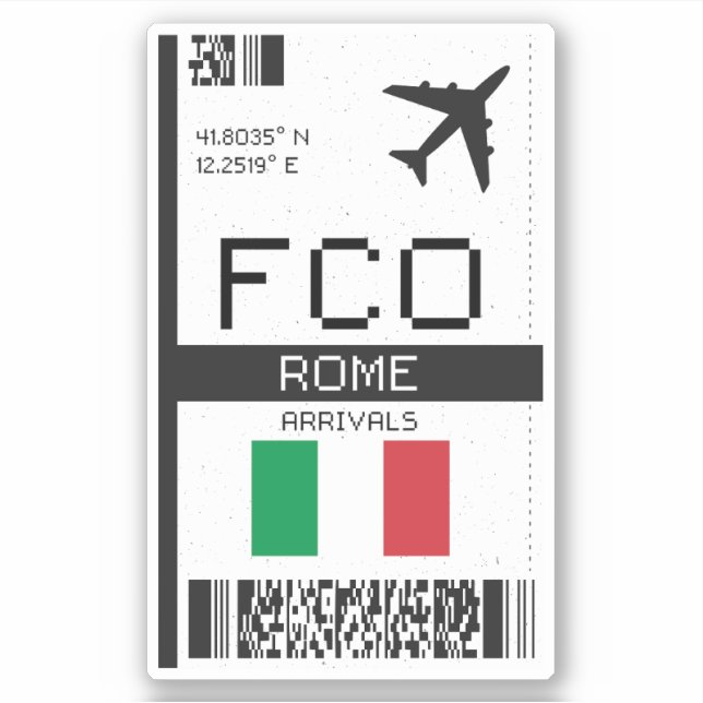 FCO Rome Boarding Pass - Italy Travel (Front)