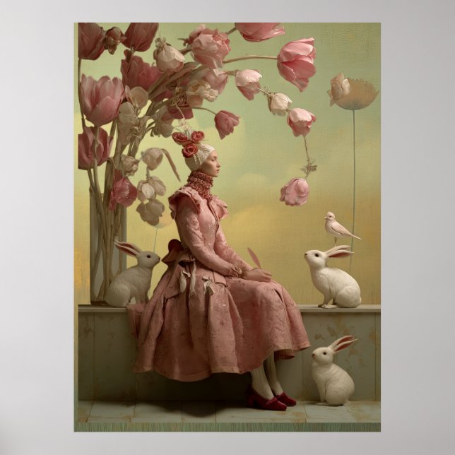 *~* FD2 22 Surreal  Bird  Flowers Rabbit Fantasy Poster (Front)