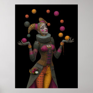 FD2 Circus Clown Art  26 Vintage Retro Carnival Poster