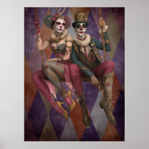 FD2 Circus Clown Art  30  Vintage Retro Carnival  Poster