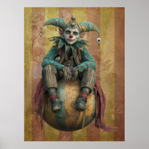 FD2 Circus Clown Art Vintage Retro Carnival art 1 Poster