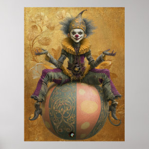 FD2 Circus Clown Art Vintage Retro Carnival art 4 Poster