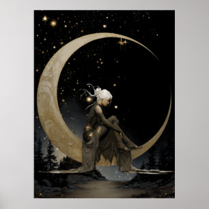 FD2 Enchanted 4 Crescent Moon Goddess Poster