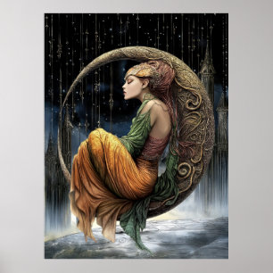 FD2 Enchanted Crescent Moon Goddess 31 Poster