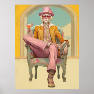 *~* FD2 Stylish Eclectic Boho MAN  Cocktail 26 Poster