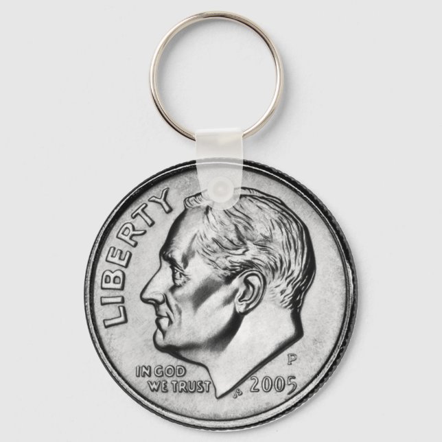 FDR Dime Coin key chain. Keychain (Front)