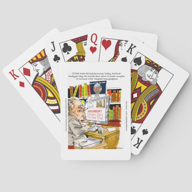 FDR Fireside Speech Funny Cartoon Gifts & Tees Playing Cards (Back)