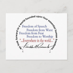 FDR Four Freedoms Tribute Postcard