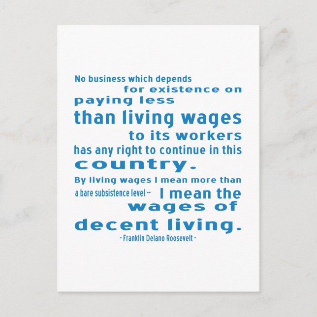 FDR on Wages Postcard (Front)