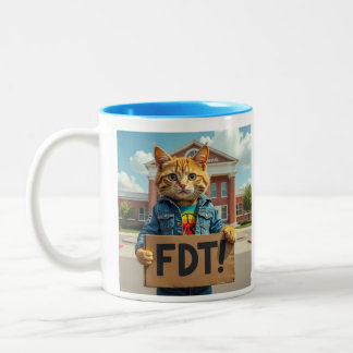 FDT Cat with Sign Rainbow Two-Tone Coffee Mug