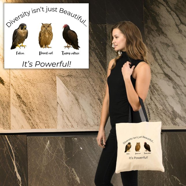 FDT Defending Diversity Bold Statement Tote Bag (FDT Raptor Empowerment Tote, Pro Democracy, Pro Diversity Resist Bold Message)