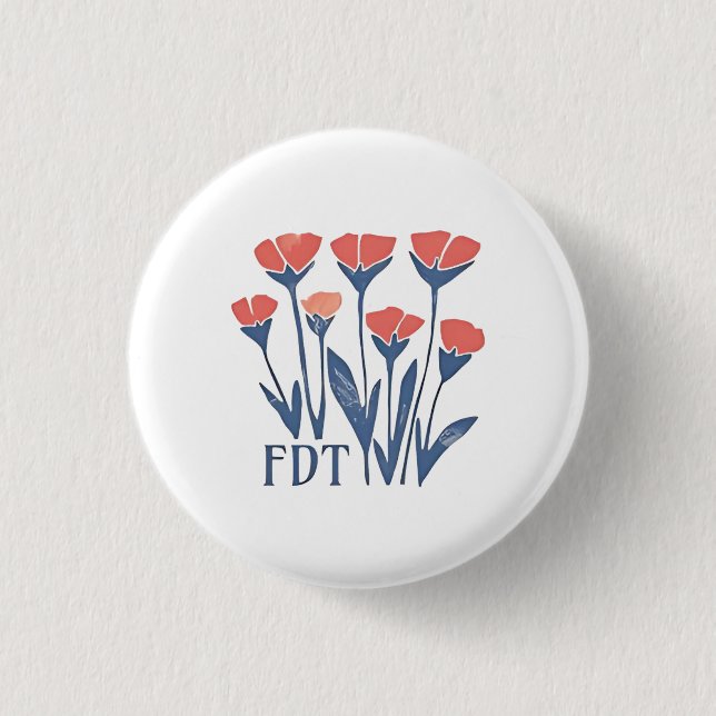 FDT Floral Wreath Subtle Feminine Boho Anti-Trump 1 Inch Round Button (Front)