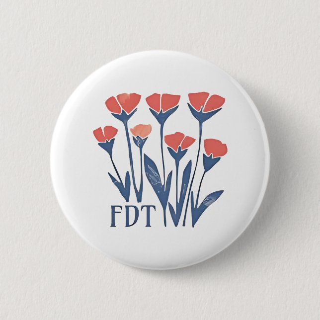 FDT Floral Wreath Subtle Feminine Boho Anti-Trump 2 Inch Round Button (Front)