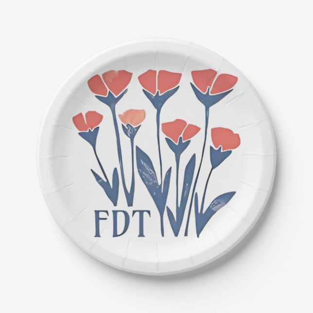 FDT Floral Wreath Subtle Feminine Boho Anti-Trump Paper Plate (Front)