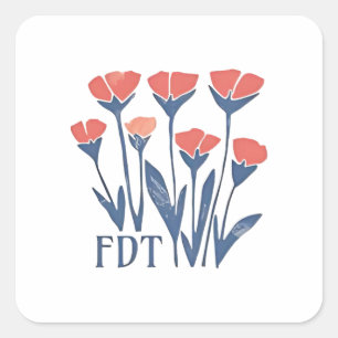 FDT Floral Wreath Subtle Feminine Boho Anti-Trump Square Sticker
