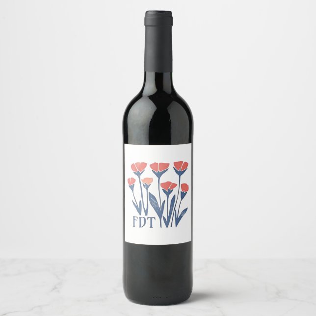 FDT Floral Wreath Subtle Feminine Boho Anti-Trump Wine Label (Front)