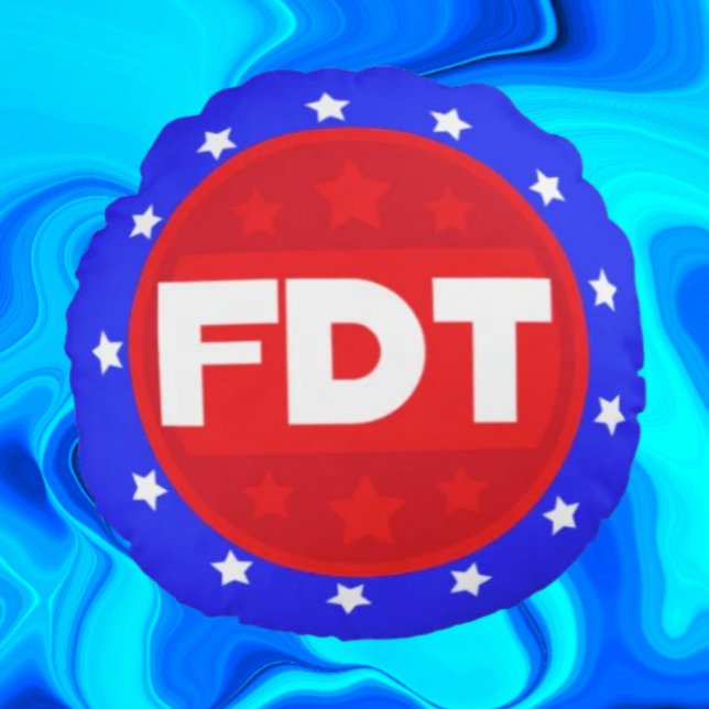 FDT | Red, White & Blue Round Statement Pillow (Creator Uploaded)
