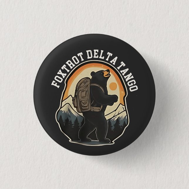 FDT Resist Bear Foxtrot Delta Tango 1 Inch Round Button (Front)