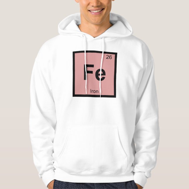 Fe - Iron Chemistry Periodic Table Symbol Element Hoodie (Front)