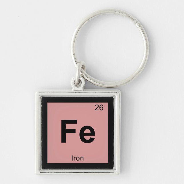 Fe - Iron Chemistry Periodic Table Symbol Element Keychain (Front)