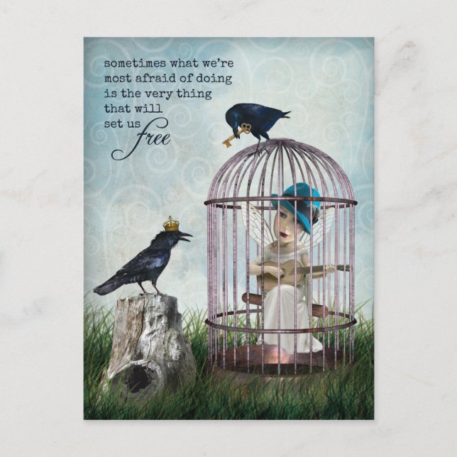Fear and Freedom Inspirational Quote Postcard (Front)