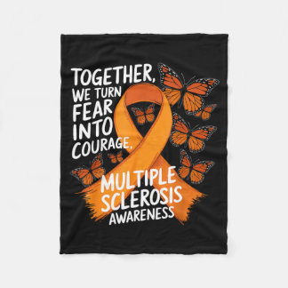 Fear Into Courage Orange Ribbon Multiple Sclerosis Fleece Blanket