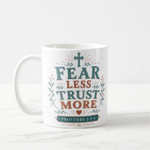 Fear Less Trust More Christian Faith Quote Coffee Mug