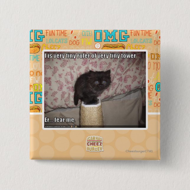 Fear me 2 inch square button (Front)